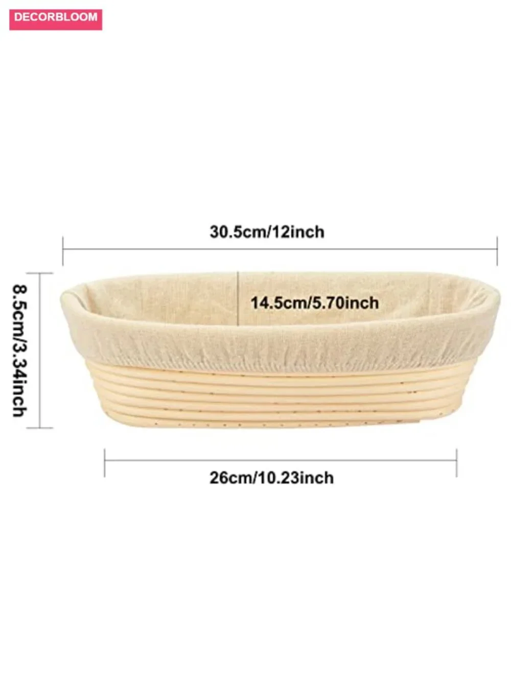 Oval Banneton Bread Proofing Basket with Liner - Rattan Dough Rising Basket for